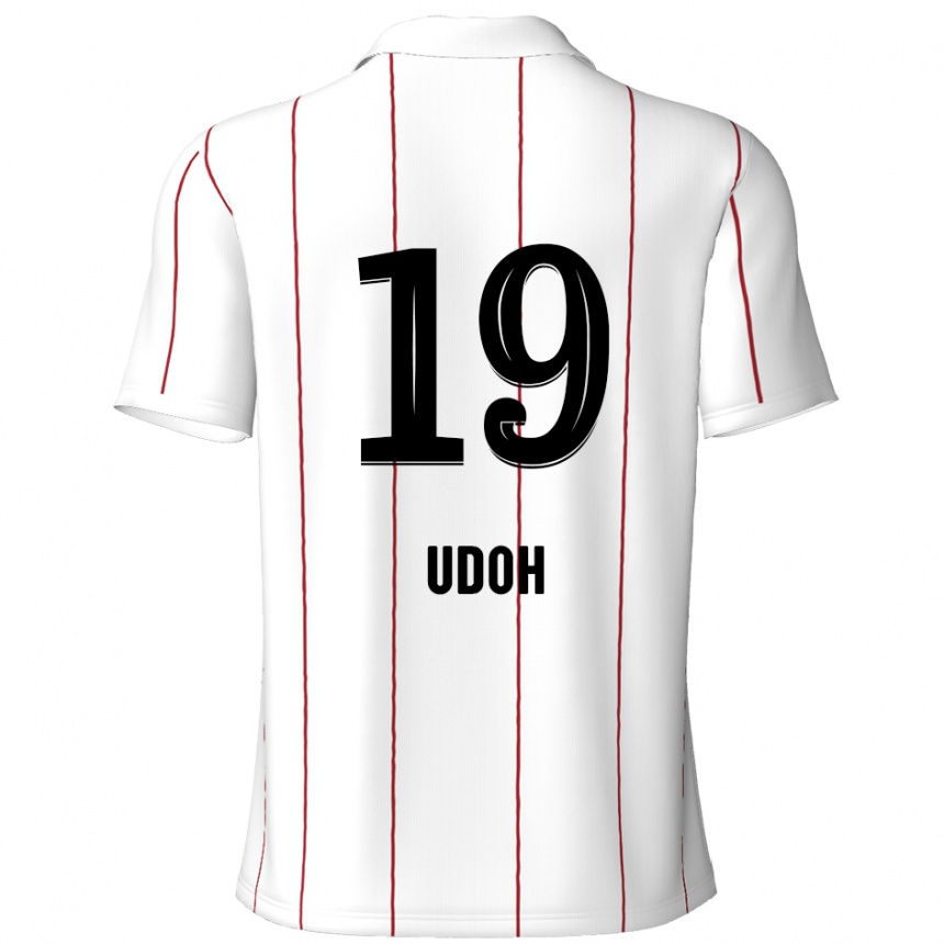 Vaikiškas Victor Udoh #19 Balta Juoda Išvykos Marškinėliai 2024/25 T-Shirt