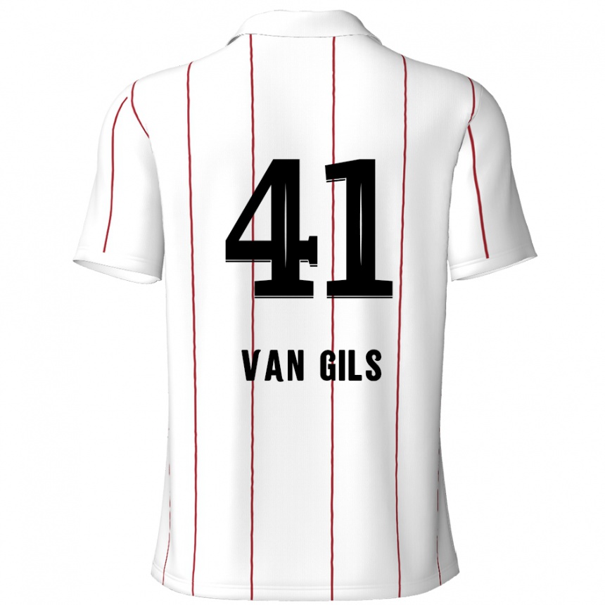 Vaikiškas Mathis Van Gils #41 Balta Juoda Išvykos Marškinėliai 2024/25 T-Shirt