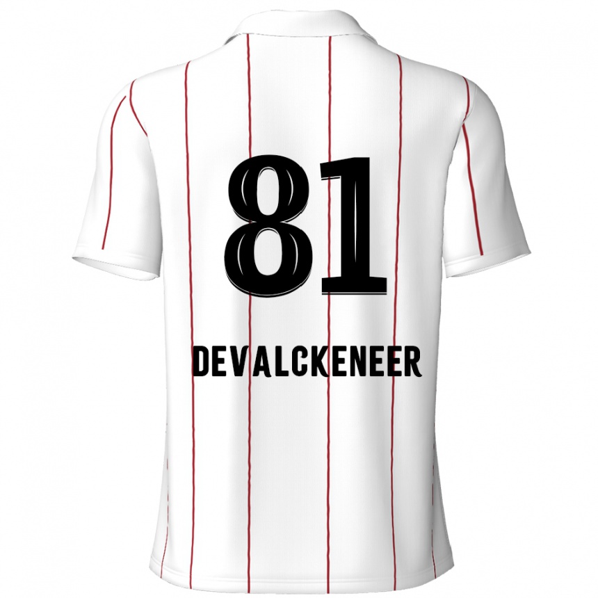 Vaikiškas Niels Devalckeneer #81 Balta Juoda Išvykos Marškinėliai 2024/25 T-Shirt