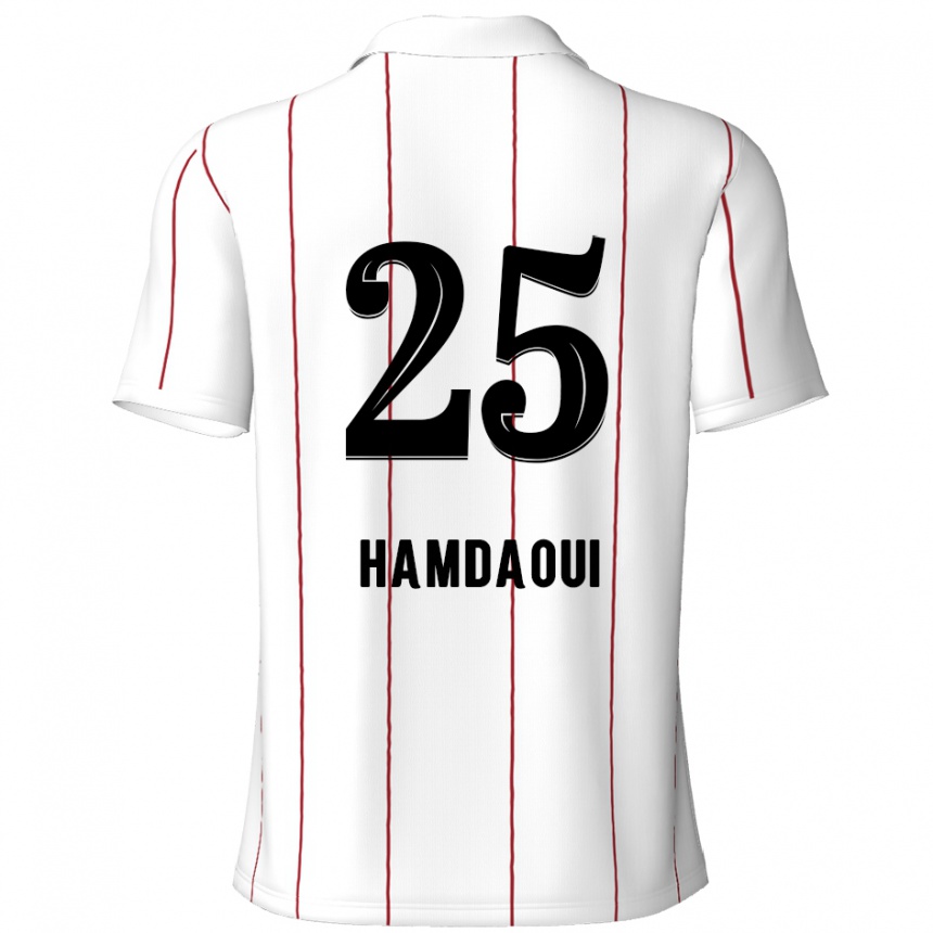 Vaikiškas Youssef Hamdaoui #25 Balta Juoda Išvykos Marškinėliai 2024/25 T-Shirt