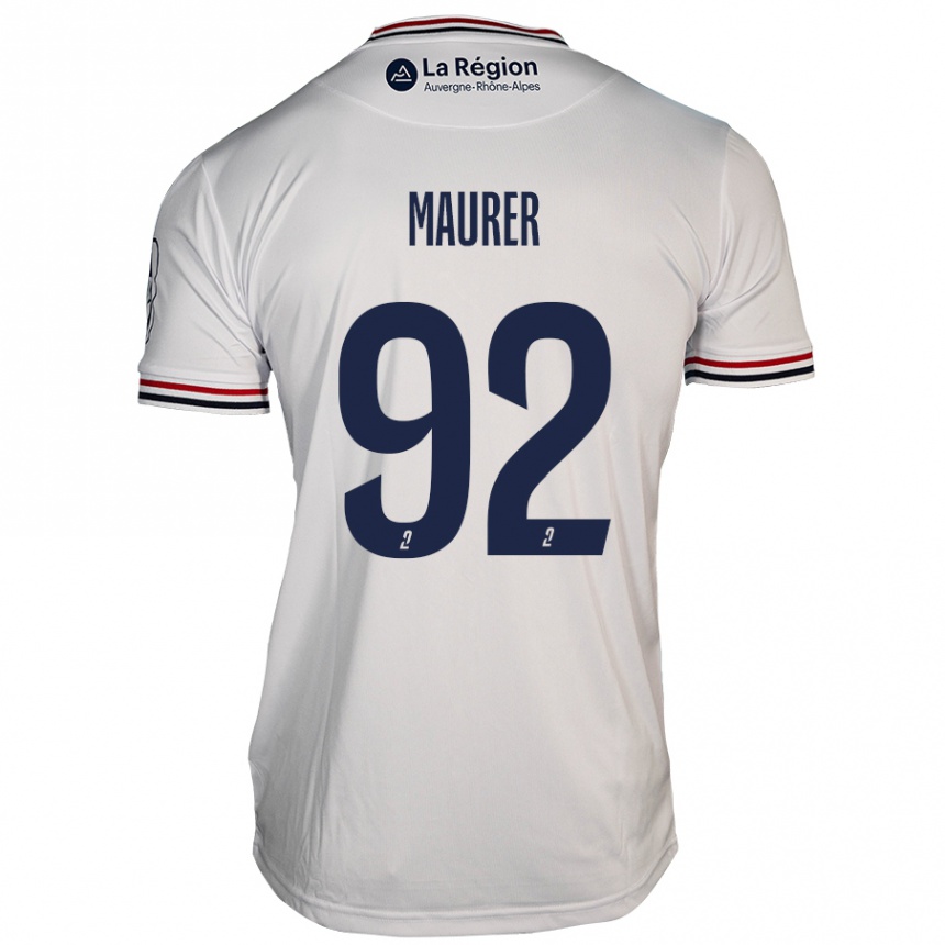 Vaikiškas Aïman Maurer #92 Baltas Išvykos Marškinėliai 2024/25 T-Shirt