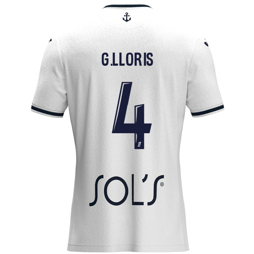 Vaikiškas Gautier Lloris #4 Balta Tamsiai Mėlyna Išvykos Marškinėliai 2024/25 T-Shirt