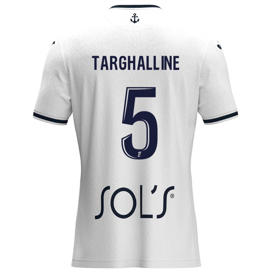 Vaikiškas Oussama Targhalline #5 Balta Tamsiai Mėlyna Išvykos Marškinėliai 2024/25 T-Shirt