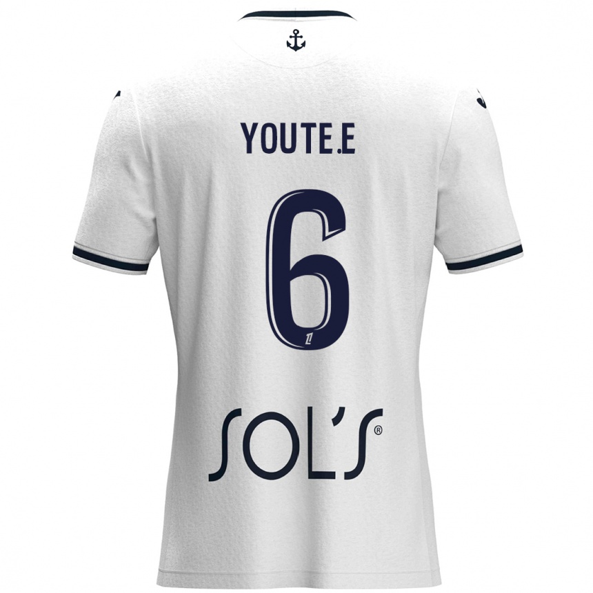 Vaikiškas Étienne Youté Kinkoué #6 Balta Tamsiai Mėlyna Išvykos Marškinėliai 2024/25 T-Shirt