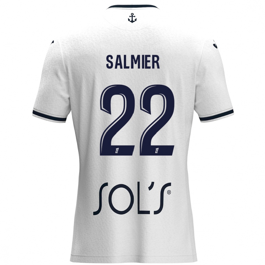 Vaikiškas Yoann Salmier #22 Balta Tamsiai Mėlyna Išvykos Marškinėliai 2024/25 T-Shirt