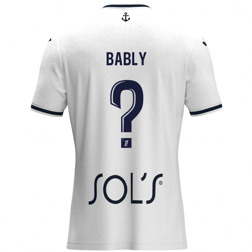 Vaikiškas Emmanuel Bably #0 Balta Tamsiai Mėlyna Išvykos Marškinėliai 2024/25 T-Shirt