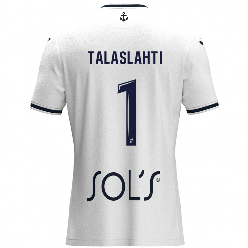 Vaikiškas Katriina Talaslahti #1 Balta Tamsiai Mėlyna Išvykos Marškinėliai 2024/25 T-Shirt