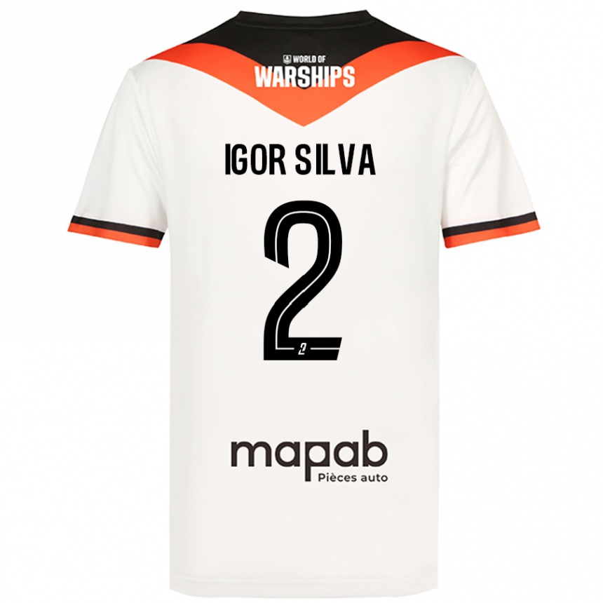 Vaikiškas Igor Silva #2 Baltas Išvykos Marškinėliai 2024/25 T-Shirt