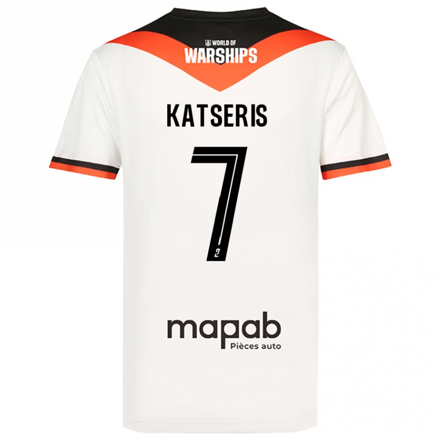 Vaikiškas Panos Katseris #7 Baltas Išvykos Marškinėliai 2024/25 T-Shirt