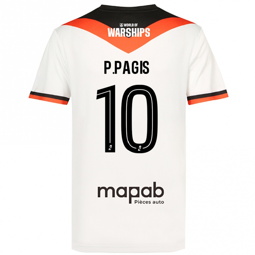 Vaikiškas Pablo Pagis #10 Baltas Išvykos Marškinėliai 2024/25 T-Shirt