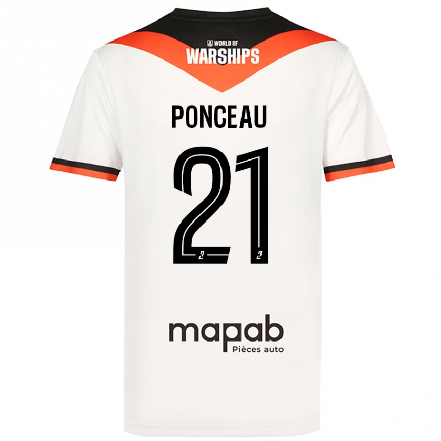 Vaikiškas Julien Ponceau #21 Baltas Išvykos Marškinėliai 2024/25 T-Shirt