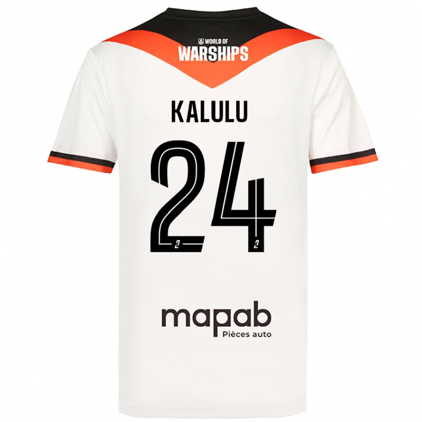 Vaikiškas Gédéon Kalulu #24 Baltas Išvykos Marškinėliai 2024/25 T-Shirt