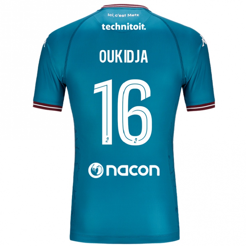 Vaikiškas Alexandre Oukidja #16 Bleu Benzinas Išvykos Marškinėliai 2024/25 T-Shirt