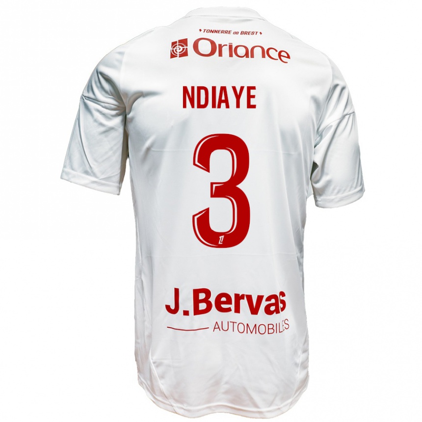 Vaikiškas Abdoulaye Ndiaye #3 Balta Raudona Išvykos Marškinėliai 2024/25 T-Shirt