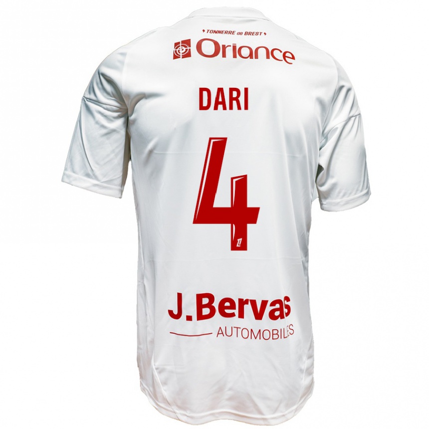 Vaikiškas Achraf Dari #4 Balta Raudona Išvykos Marškinėliai 2024/25 T-Shirt