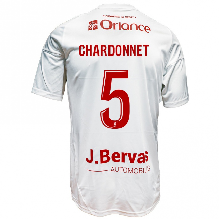 Vaikiškas Brendan Chardonnet #5 Balta Raudona Išvykos Marškinėliai 2024/25 T-Shirt