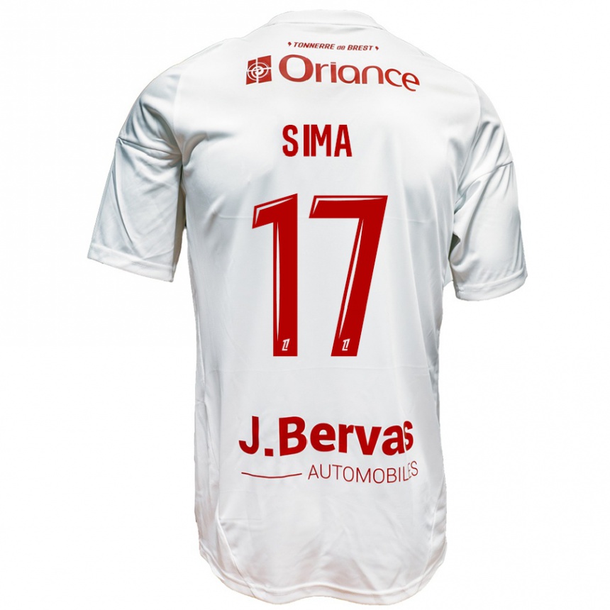 Vaikiškas Abdallah Sima #17 Balta Raudona Išvykos Marškinėliai 2024/25 T-Shirt