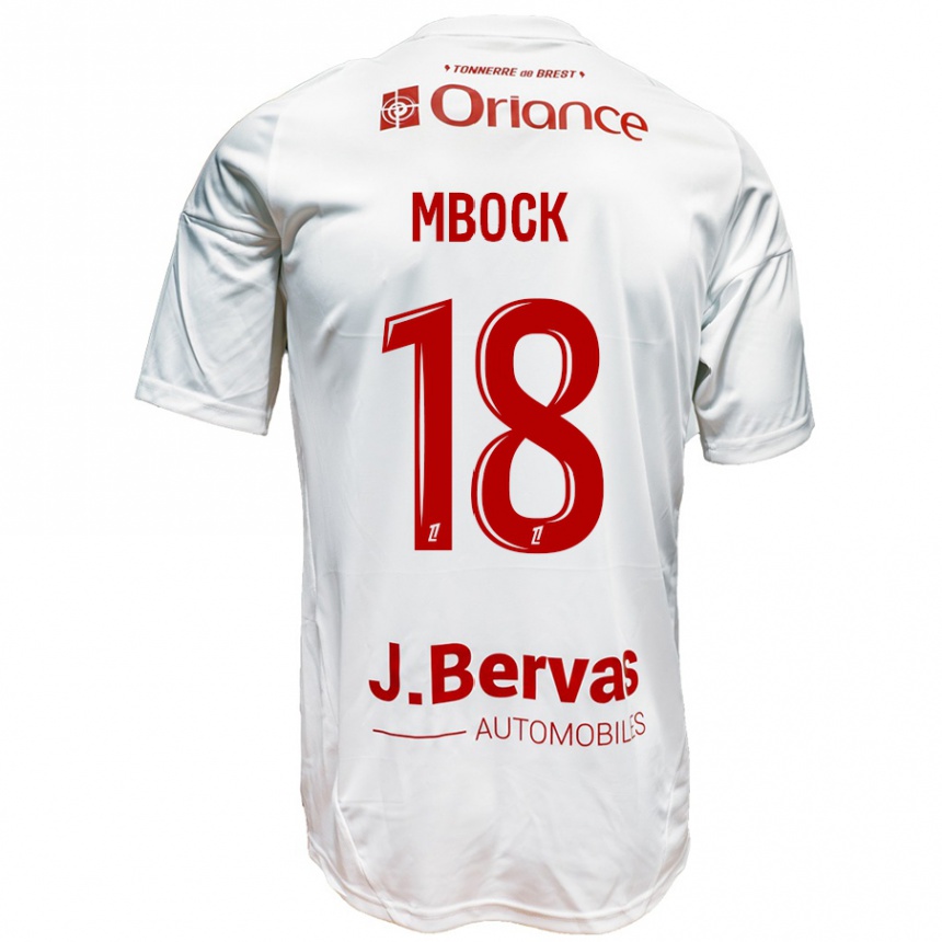 Vaikiškas Hianga'a Mbock #18 Balta Raudona Išvykos Marškinėliai 2024/25 T-Shirt