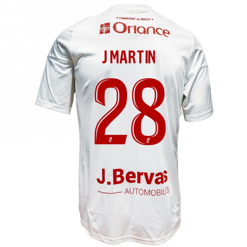 Vaikiškas Jonas Martin #28 Balta Raudona Išvykos Marškinėliai 2024/25 T-Shirt