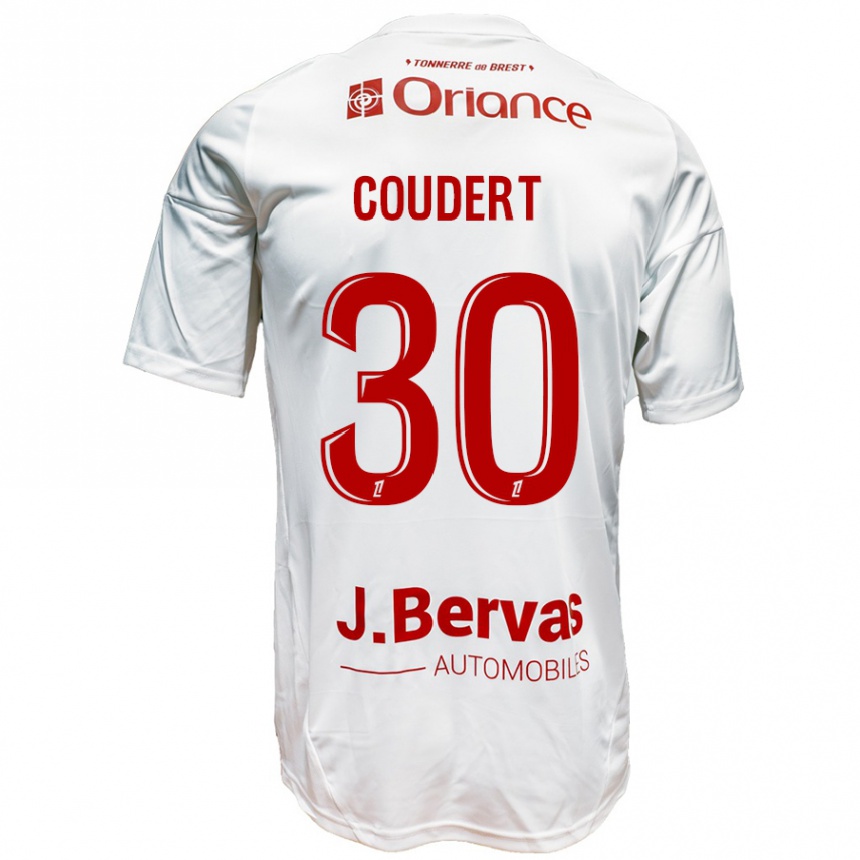 Vaikiškas Grégoire Coudert #30 Balta Raudona Išvykos Marškinėliai 2024/25 T-Shirt