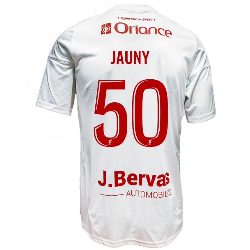 Vaikiškas Noah Jauny #50 Balta Raudona Išvykos Marškinėliai 2024/25 T-Shirt