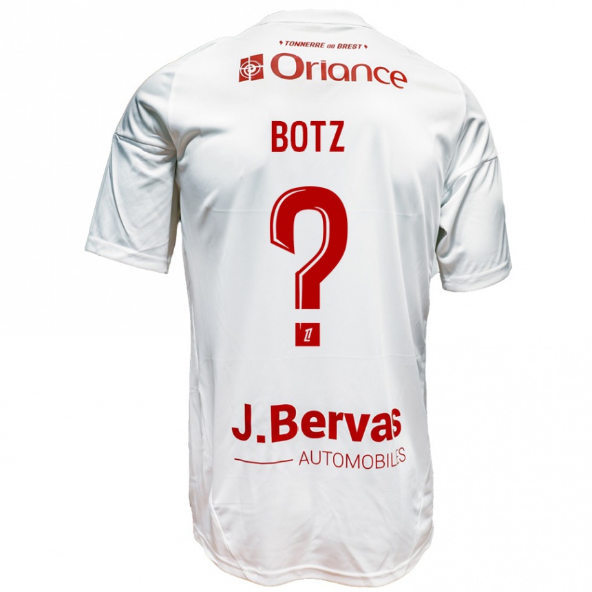 Vaikiškas Léo Botz #0 Balta Raudona Išvykos Marškinėliai 2024/25 T-Shirt