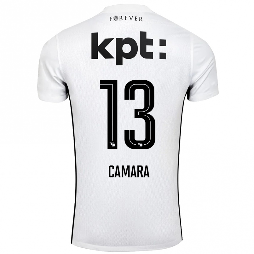 Vaikiškas Mohamed Camara #13 Balta Juoda Išvykos Marškinėliai 2024/25 T-Shirt