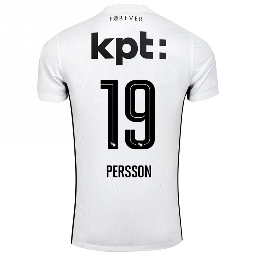 Vaikiškas Noah Persson #19 Balta Juoda Išvykos Marškinėliai 2024/25 T-Shirt