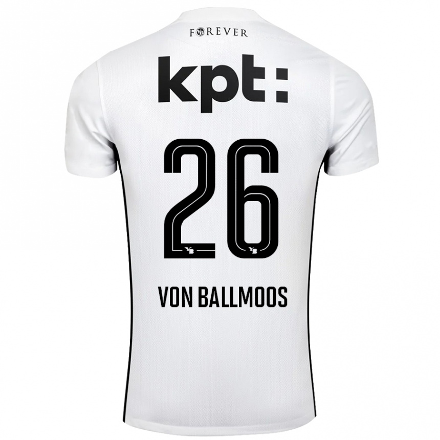 Vaikiškas David Von Ballmoos #26 Balta Juoda Išvykos Marškinėliai 2024/25 T-Shirt