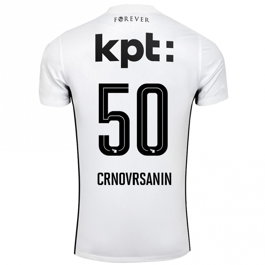 Vaikiškas Sadin Crnovrsanin #50 Balta Juoda Išvykos Marškinėliai 2024/25 T-Shirt