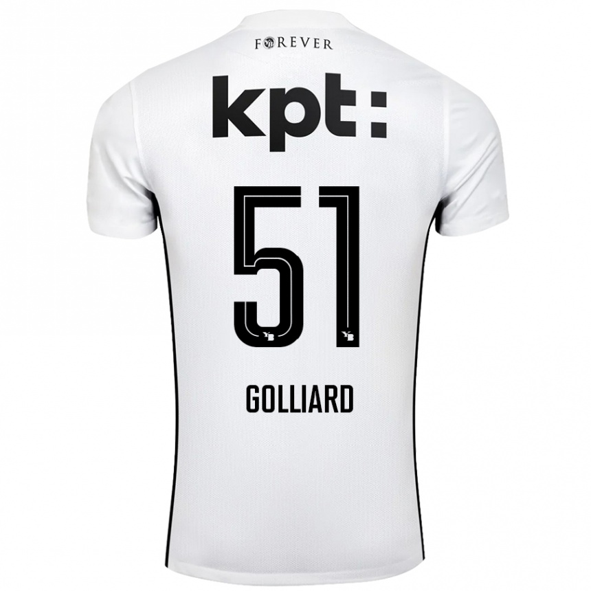 Vaikiškas Théo Golliard #51 Balta Juoda Išvykos Marškinėliai 2024/25 T-Shirt