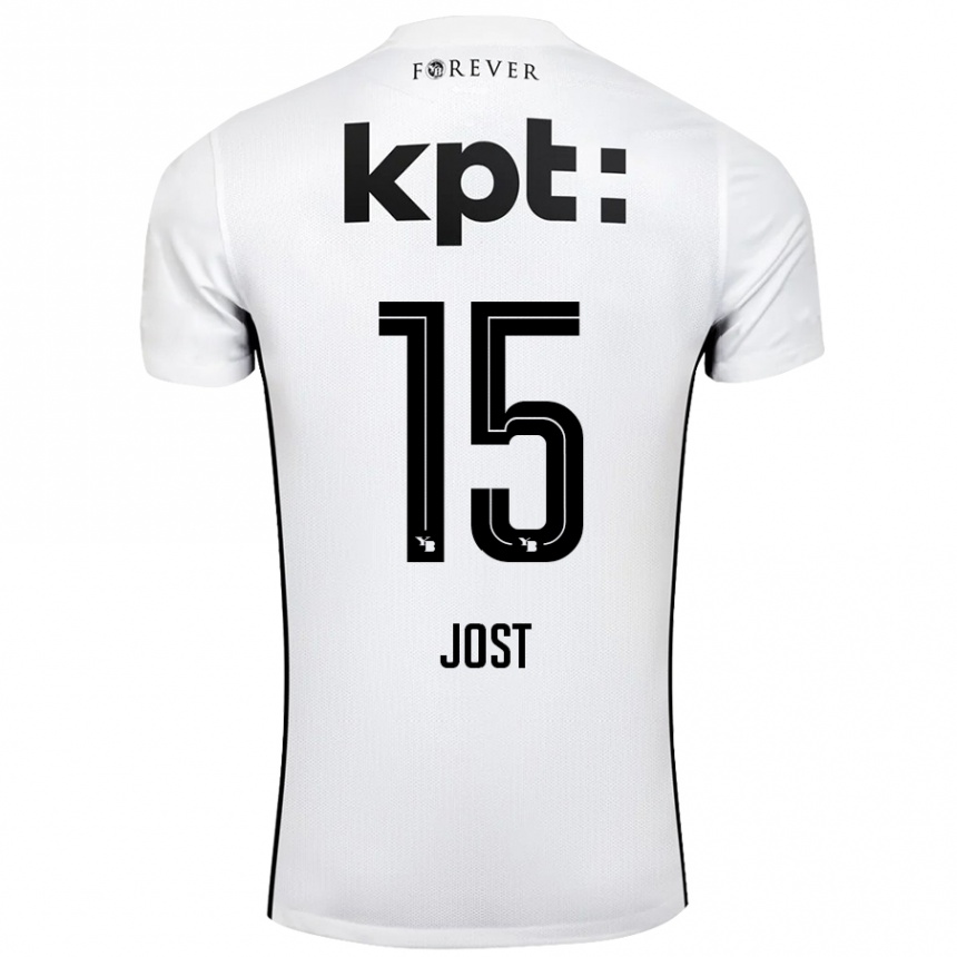 Vaikiškas Tristan Jost #15 Balta Juoda Išvykos Marškinėliai 2024/25 T-Shirt