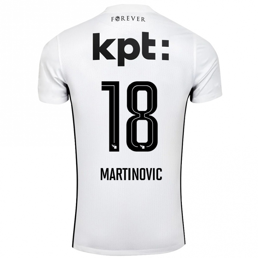 Vaikiškas Denis Martinovic #18 Balta Juoda Išvykos Marškinėliai 2024/25 T-Shirt