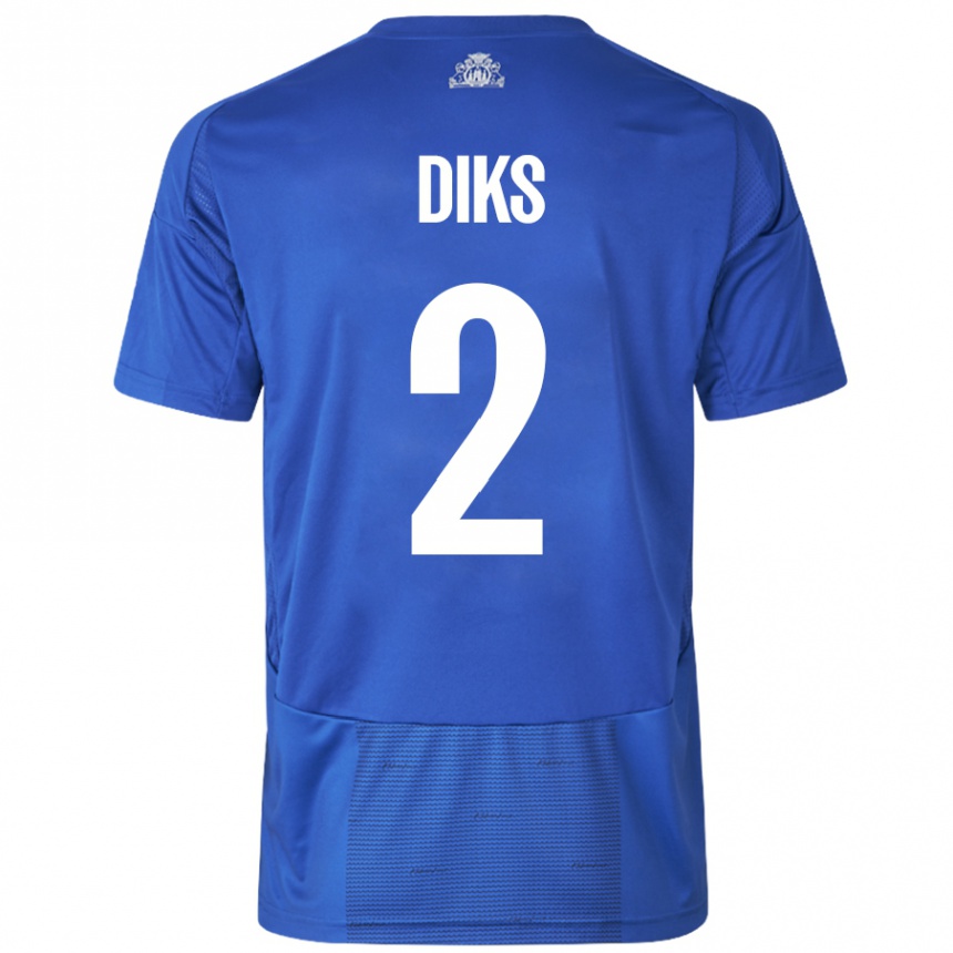 Vaikiškas Kevin Diks #2 Balta Mėlyna Išvykos Marškinėliai 2024/25 T-Shirt