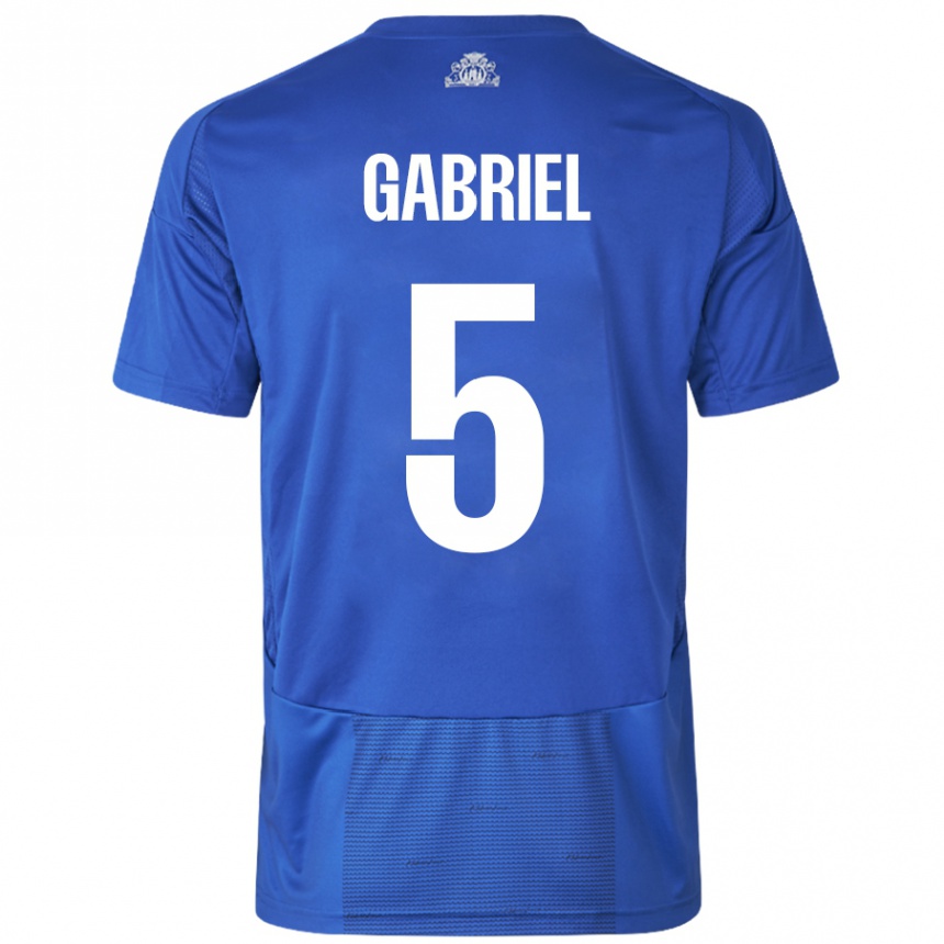 Vaikiškas Gabriel Pereira #5 Balta Mėlyna Išvykos Marškinėliai 2024/25 T-Shirt