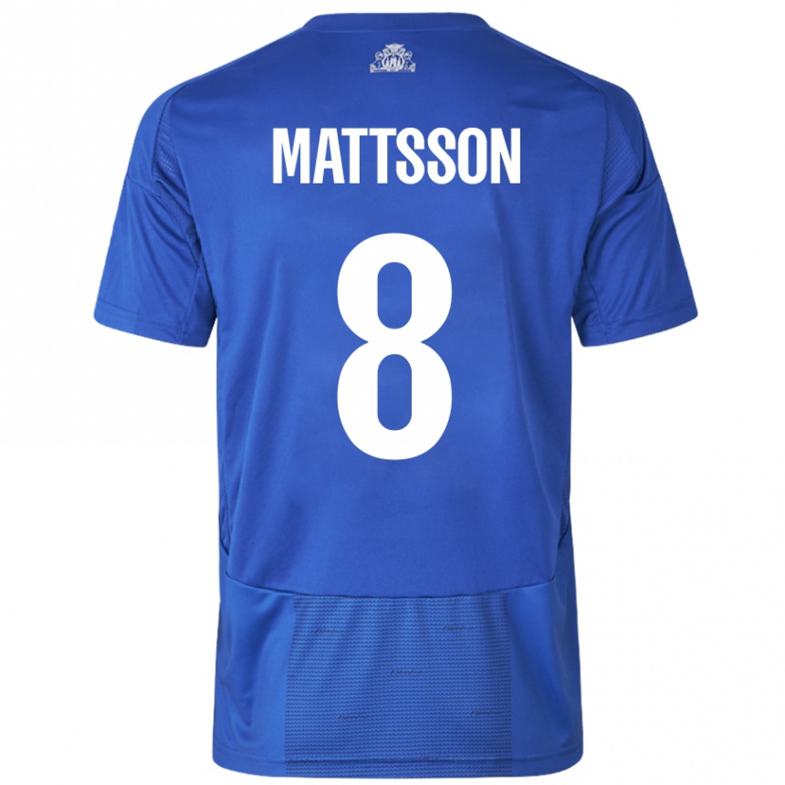 Vaikiškas Magnus Mattsson #8 Balta Mėlyna Išvykos Marškinėliai 2024/25 T-Shirt