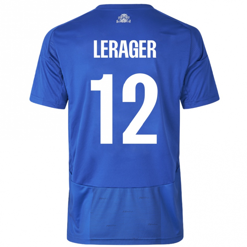 Vaikiškas Lukas Lerager #12 Balta Mėlyna Išvykos Marškinėliai 2024/25 T-Shirt