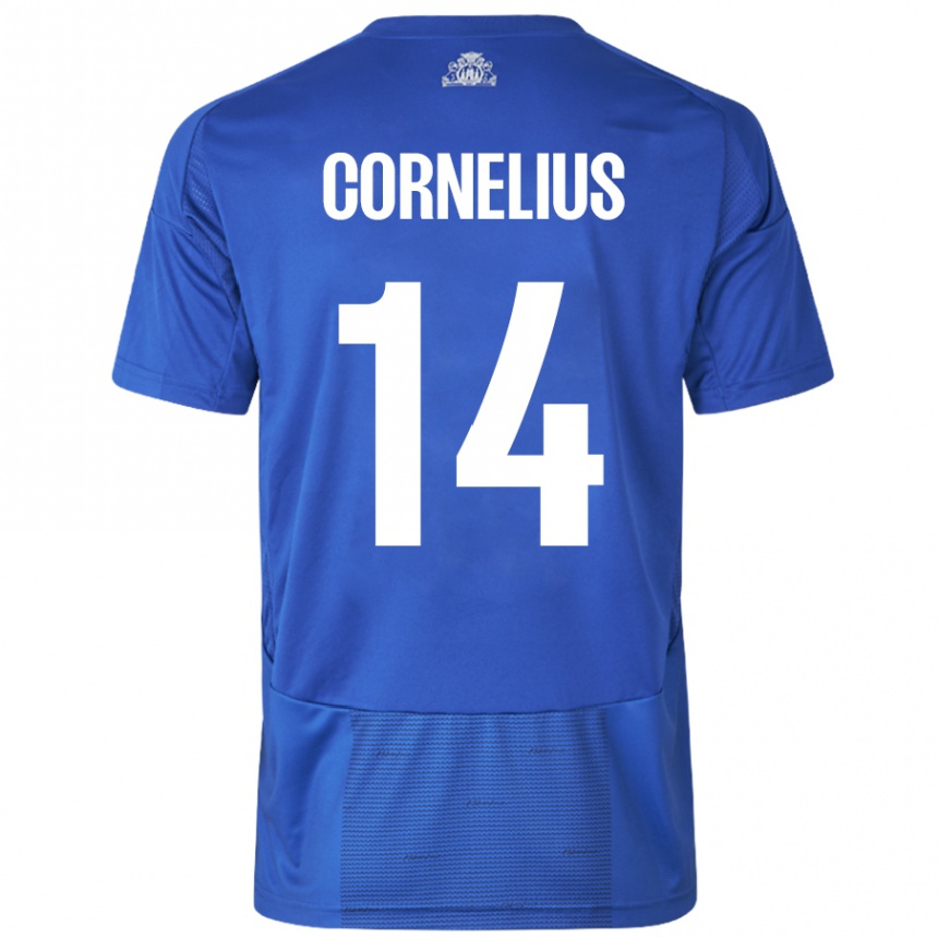 Vaikiškas Andreas Cornelius #14 Balta Mėlyna Išvykos Marškinėliai 2024/25 T-Shirt