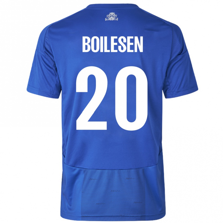 Vaikiškas Nicolai Boilesen #20 Balta Mėlyna Išvykos Marškinėliai 2024/25 T-Shirt