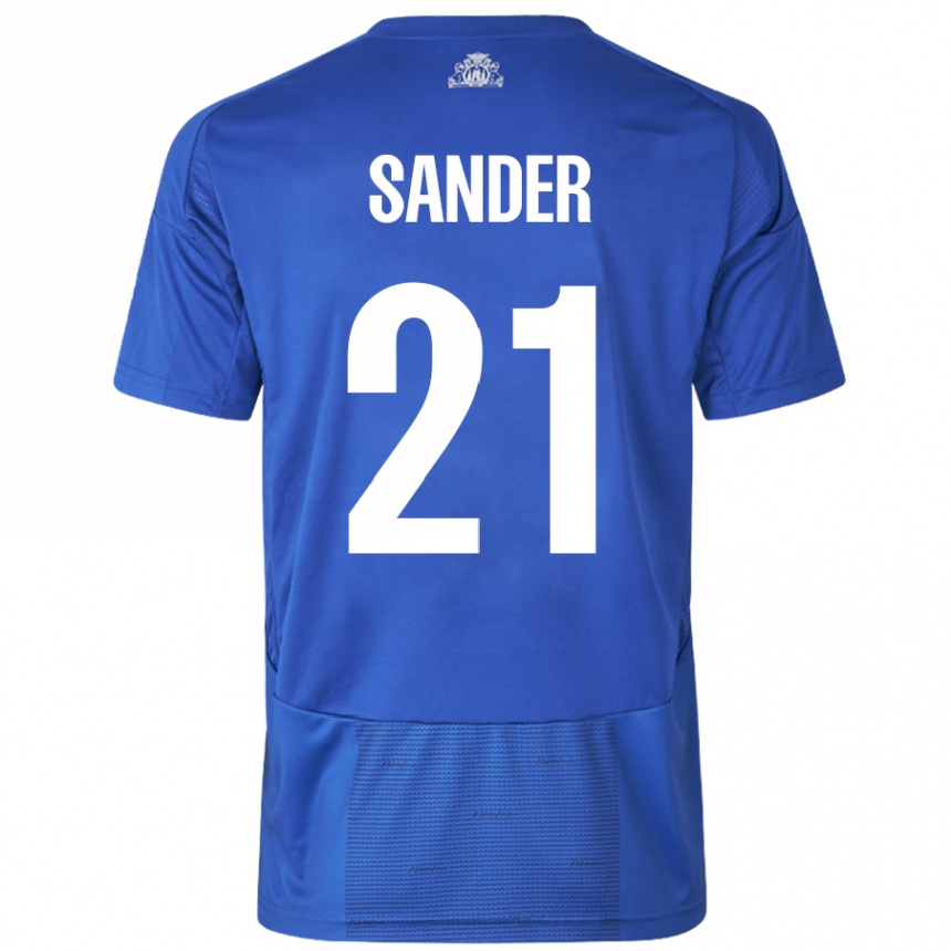 Vaikiškas Theo Sander #21 Balta Mėlyna Išvykos Marškinėliai 2024/25 T-Shirt