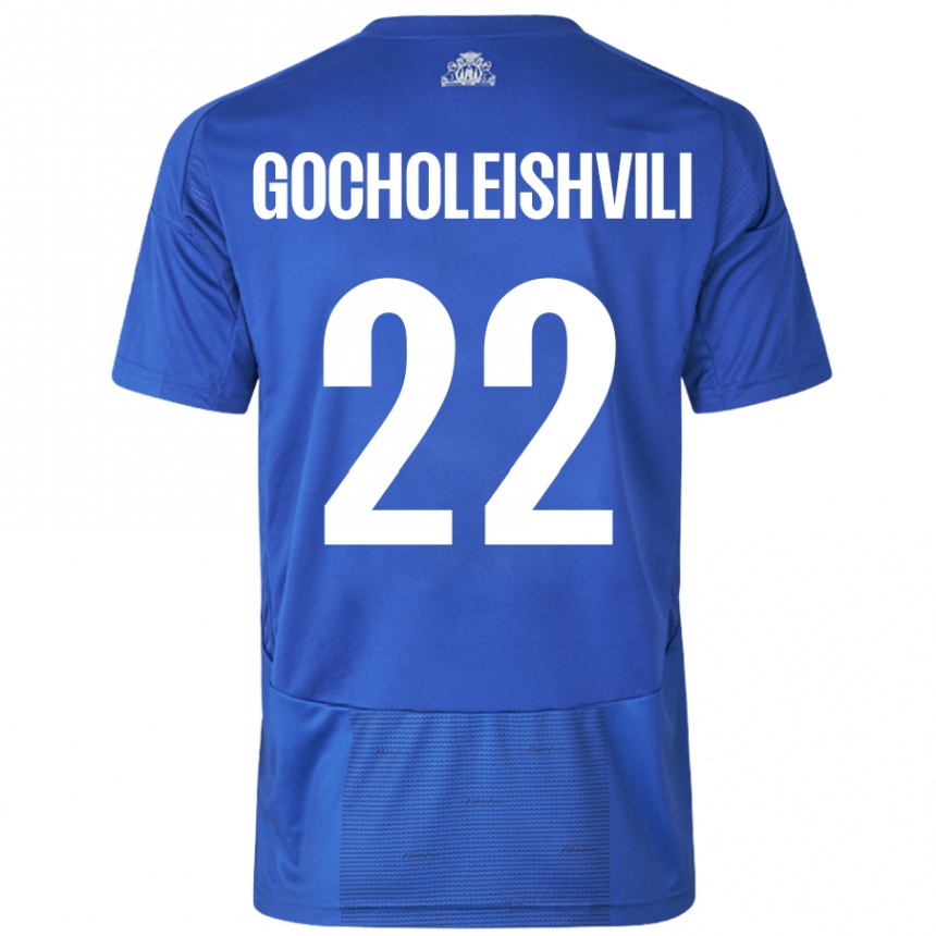 Vaikiškas Giorgi Gocholeishvili #22 Balta Mėlyna Išvykos Marškinėliai 2024/25 T-Shirt