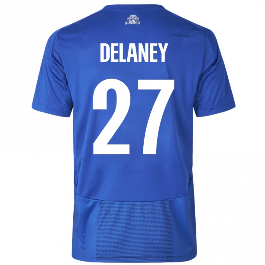 Vaikiškas Thomas Delaney #27 Balta Mėlyna Išvykos Marškinėliai 2024/25 T-Shirt