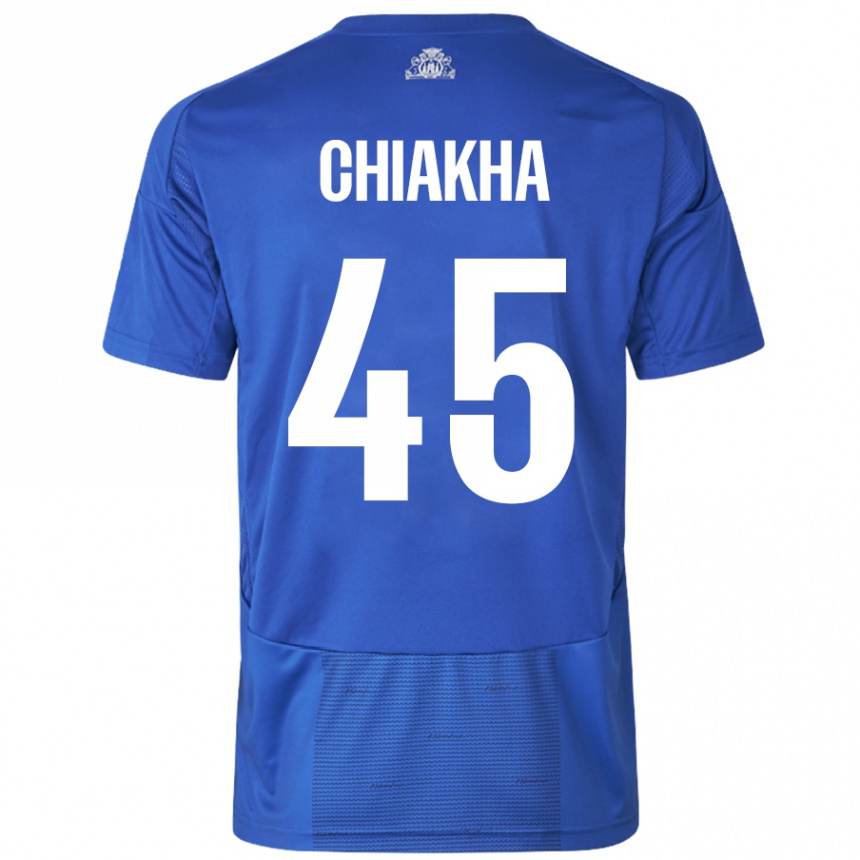 Vaikiškas Amin Chiakha #45 Balta Mėlyna Išvykos Marškinėliai 2024/25 T-Shirt