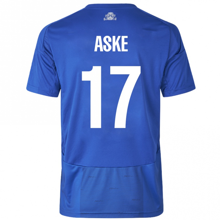 Vaikiškas Aske Christensen #17 Balta Mėlyna Išvykos Marškinėliai 2024/25 T-Shirt