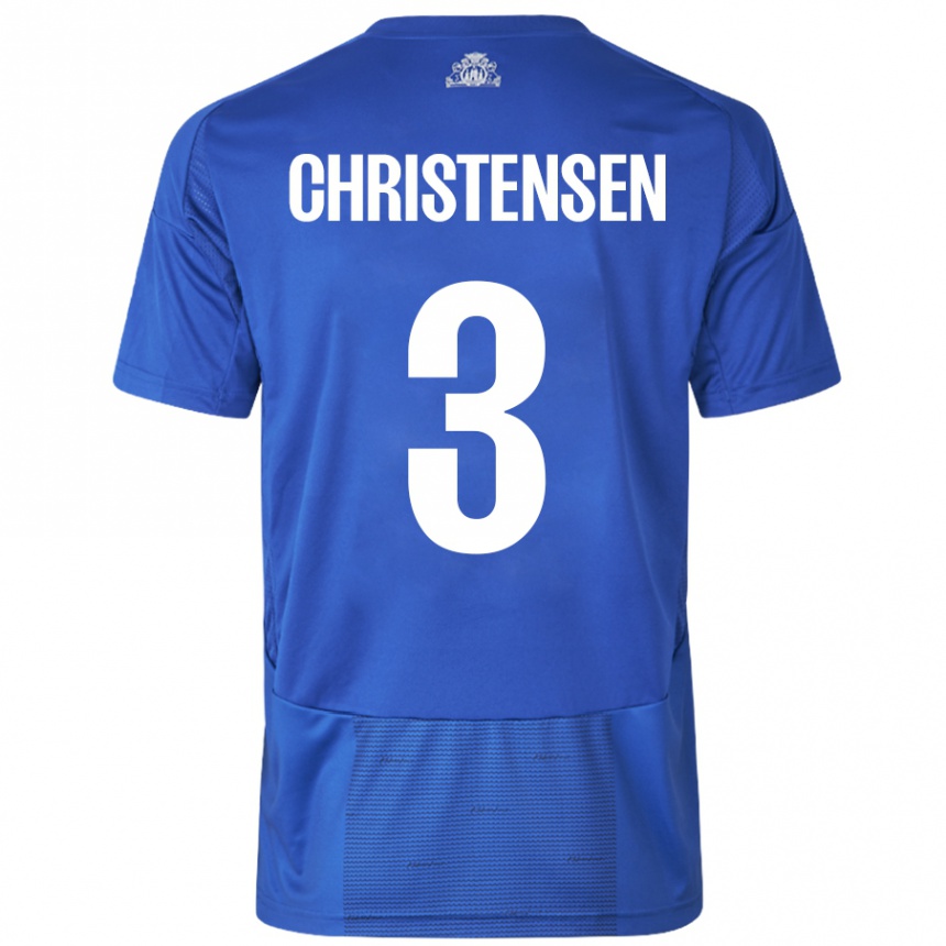 Vaikiškas Sebastian Christensen #3 Balta Mėlyna Išvykos Marškinėliai 2024/25 T-Shirt