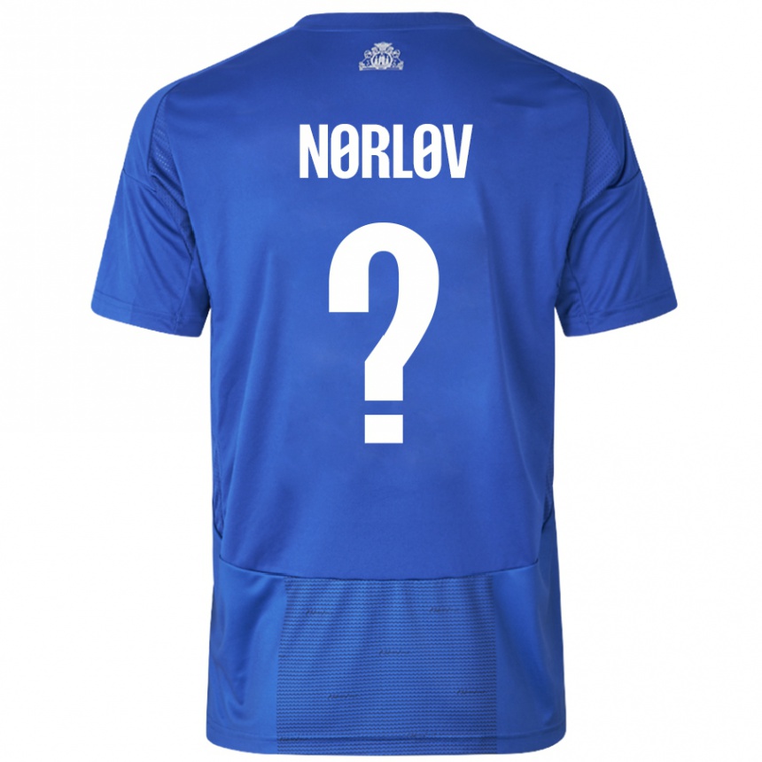 Vaikiškas William Nørløv #0 Balta Mėlyna Išvykos Marškinėliai 2024/25 T-Shirt