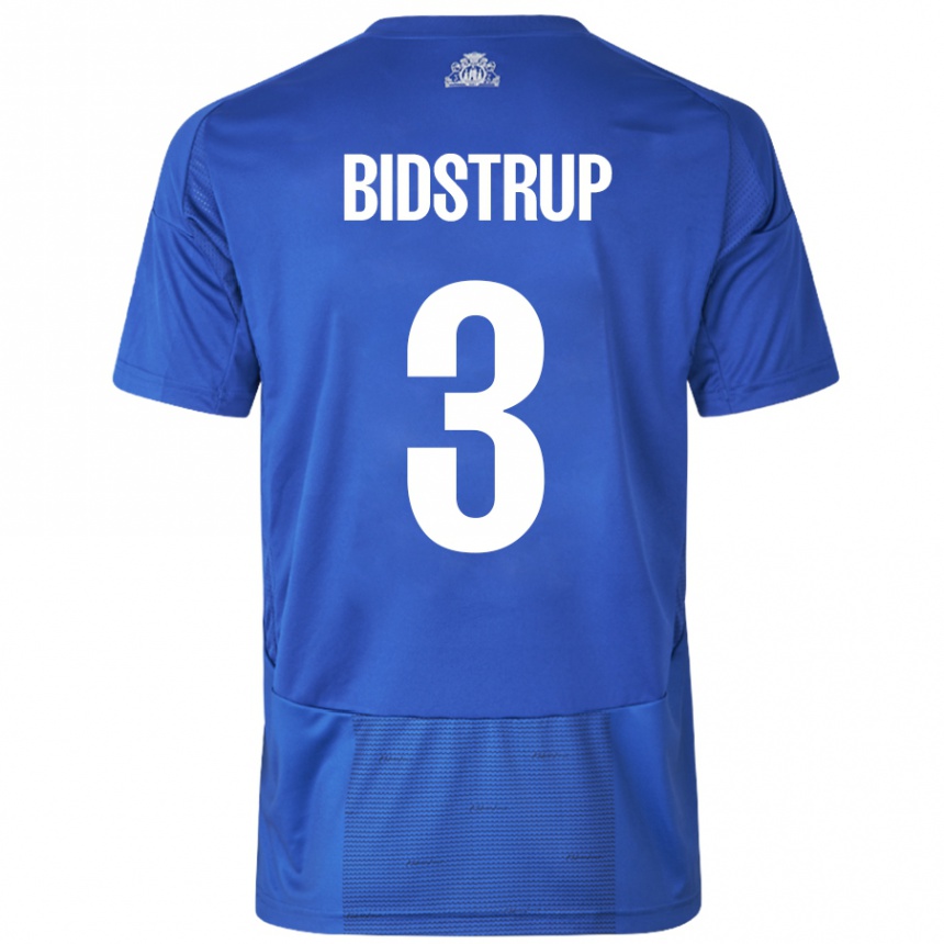 Vaikiškas Hjalte Bidstrup #3 Balta Mėlyna Išvykos Marškinėliai 2024/25 T-Shirt