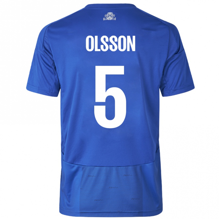 Vaikiškas Cornelius Olsson #5 Balta Mėlyna Išvykos Marškinėliai 2024/25 T-Shirt