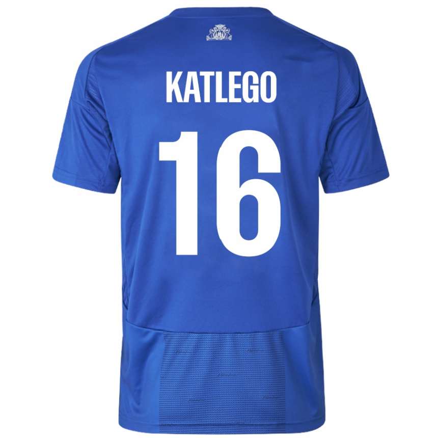 Vaikiškas David Katlego #16 Balta Mėlyna Išvykos Marškinėliai 2024/25 T-Shirt