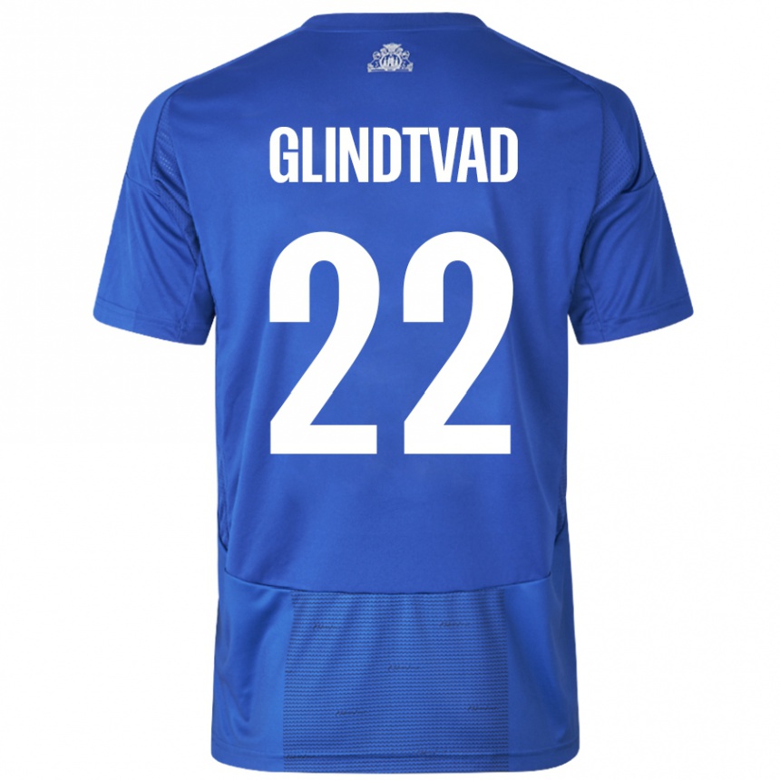 Vaikiškas William Glindtvad #22 Balta Mėlyna Išvykos Marškinėliai 2024/25 T-Shirt